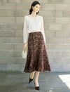 Brown Lace Midi Skirt