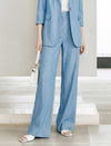 Linen Blend High Waisted Wide Leg Pants