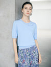Bow Detail Embellished Neckline Knit Top