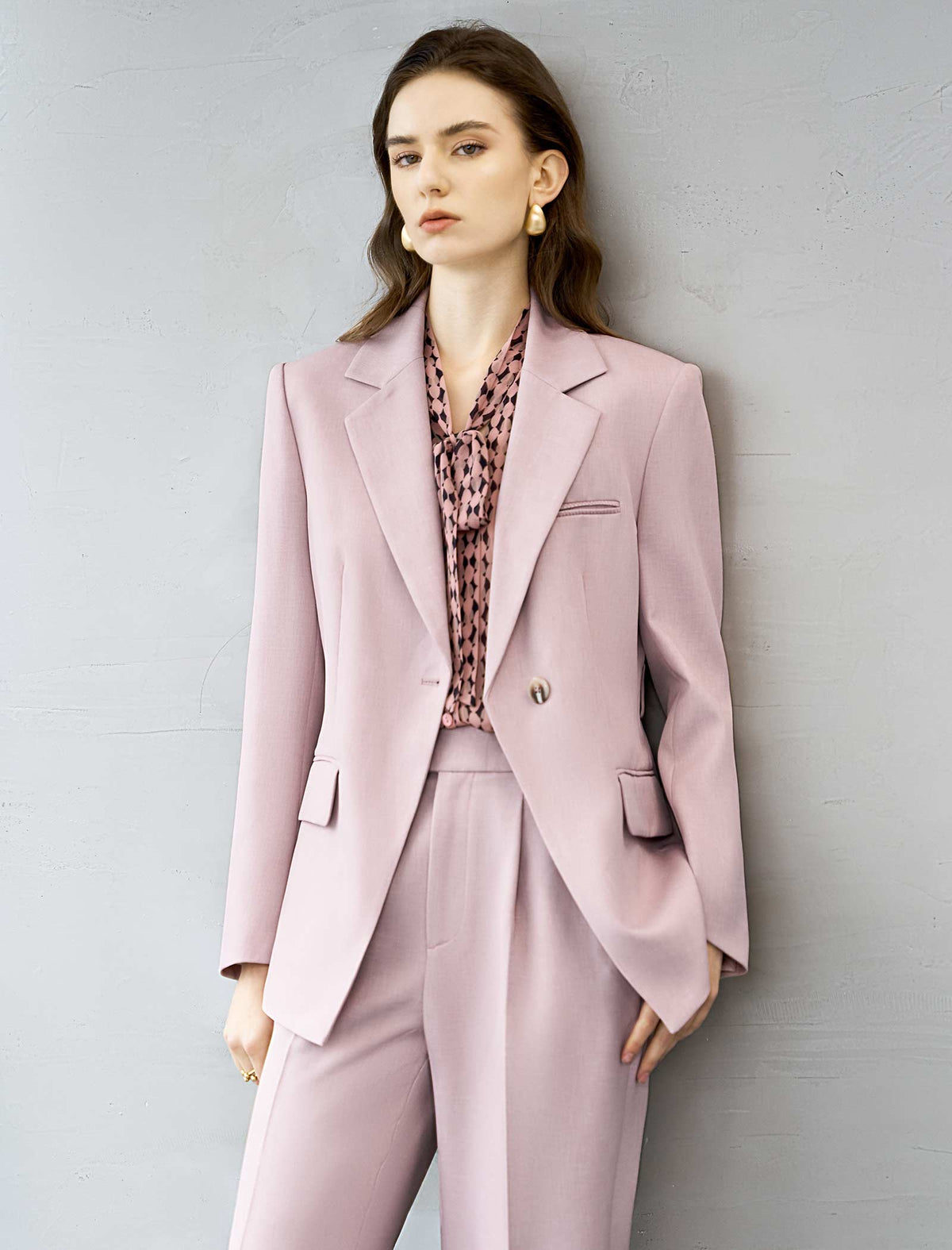 Soft Pink Single-Breasted Blazer