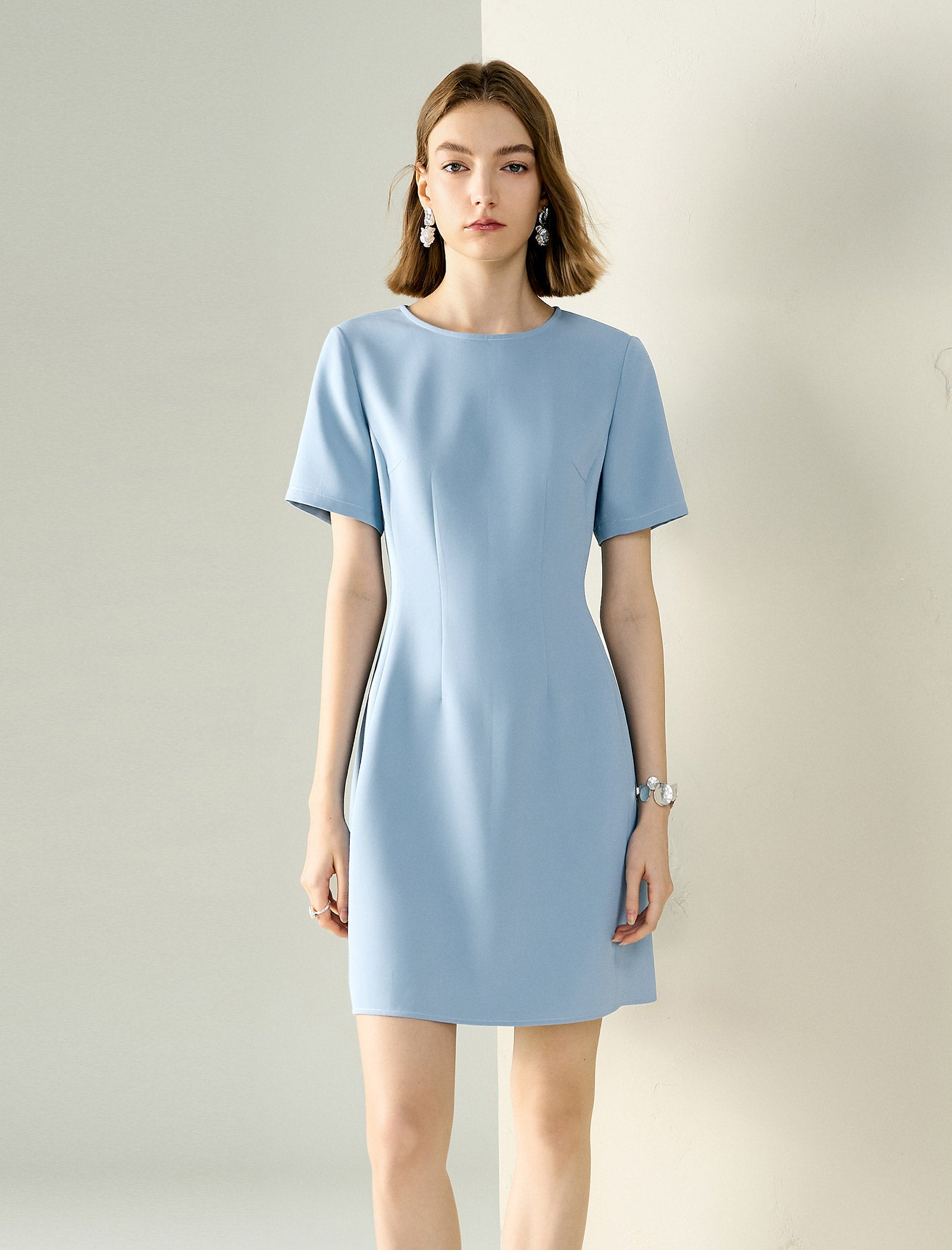 Light Blue Sheath Above Knee Dress – FancyEpic Official