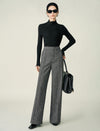 Wool Blend High-Waist Wide-Leg Full-Length Pants