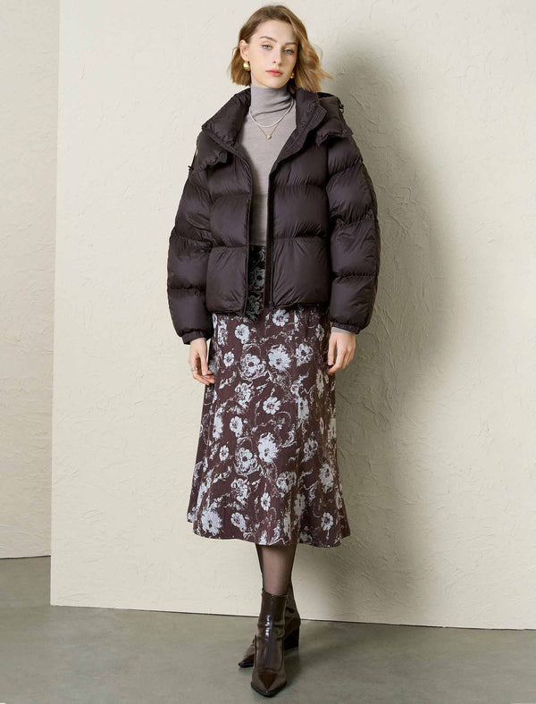 Hooded Cropped Down Jacket