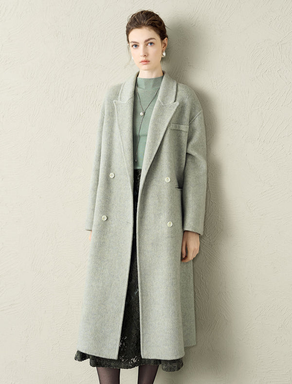 Light Green Wool Silk Blend Coat