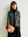 Wool Blend Plaid Long Sleeve Straight-Fit Jacket