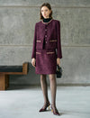 Burgundy Tweed Wool-Blend Mini Skirt