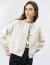 Cream Quilted Bomber Jacket