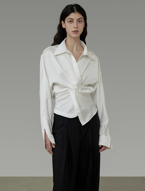 Twist Front Satin Blouse