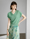 V-Neck Short Sleeve Knit Top