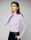 100% Wool Fine Knit Ruched Turtleneck Long Sleeve Top