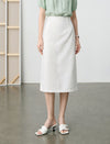 Eyelet Lace Trim High-Waisted Midi Skirt