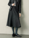 Wool Blend A-Line Midi Skirt