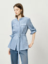 Tencel Blend Textured Belted Shirt