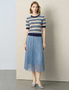 Tencel Striped Short-Sleeve Knit Top
