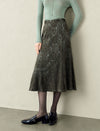 Olive Green Lace Midi Skirt