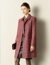 Red Plaid Straight Cut Midi Coat