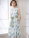 High-Waisted Floral Sleeveless Lace Dress