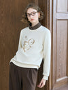 Cream Love Embroidered Sequin Sweatshirt
