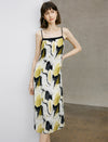 Abstract Print Pleated A-Line Midi Skirt