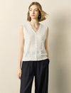 White Lace-Trim Knit Sleeveless Vest