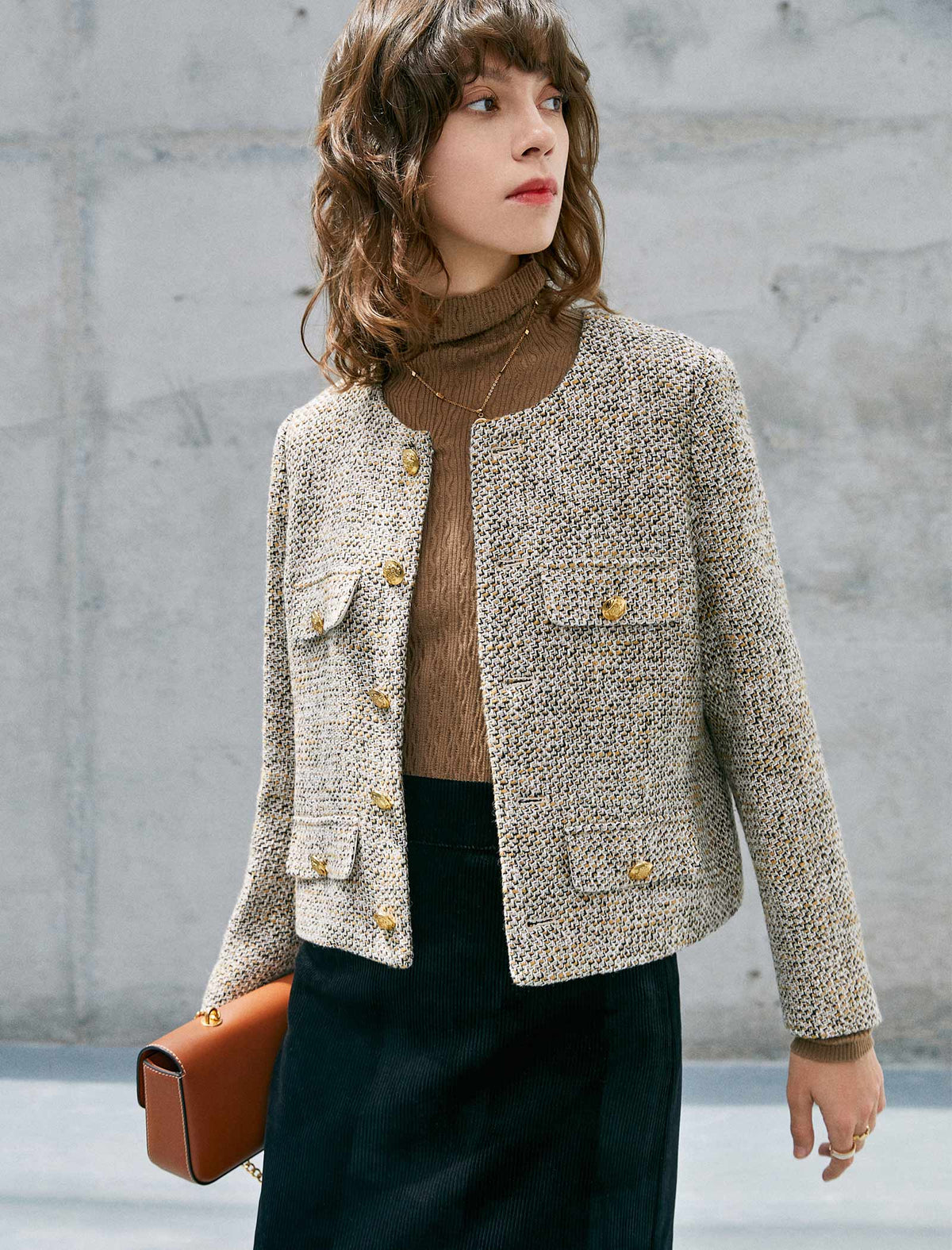 Wool Blend Pocket Cropped Jacket