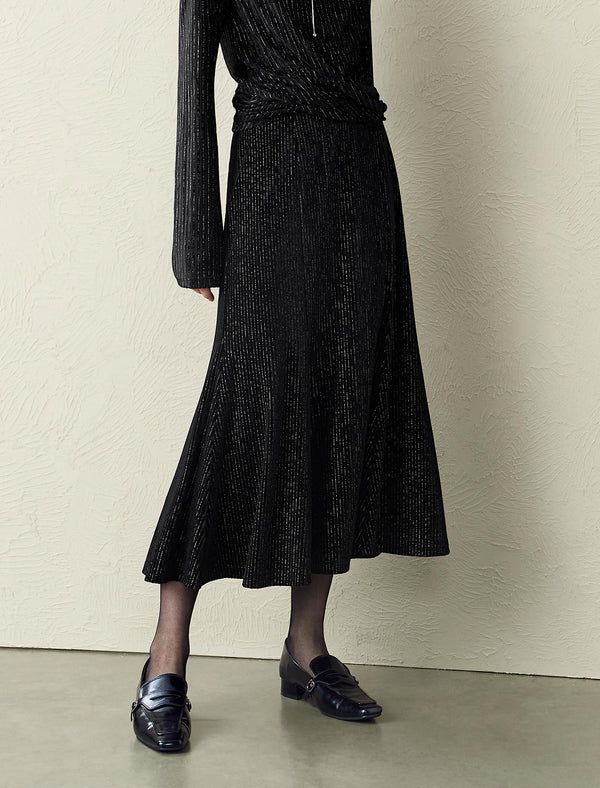 Shimmery Striped Midi Mermaid Skirt