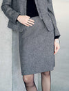 Textured High Waist Straight Midi Skirt
