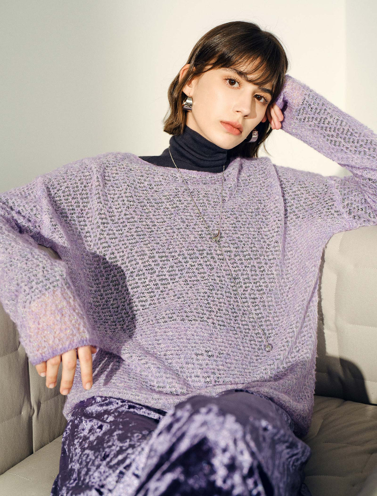 Hollow‑Out Crochet Knit Pullover