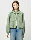 Sage Green Cropped Utility Cargo Jacket