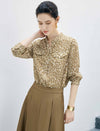 Floral Print Ruffle Neck Long Sleeve Blouse