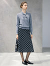 Diamond-Pattern High-Waist Mermaid Midi Skirt