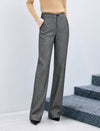 Wool Blend Herringbone Pocket Straight-Fit Straight-Leg Pants