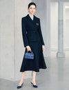 Wool Blend Notched-Lapel Three-Button Cropped Jacket