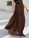 Coffee Pleated Maxi Skirt