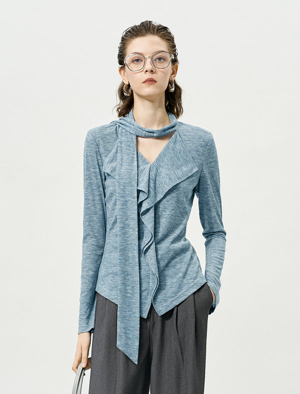 Halter Ruffled Slim Fit Knit Top