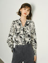 Botanical Print Bow Tie Blouse