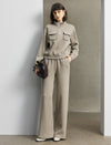 Stand-Collar Drop-Shoulder Half-Zip Relaxed Top