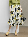 Abstract Print Flared A-Line Midi Skirt