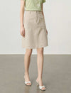 Lyocell Cotton Utility A-Line Skirt