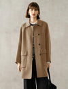 100% Wool Gray Double-Faced Lapel Mid-Length Coat