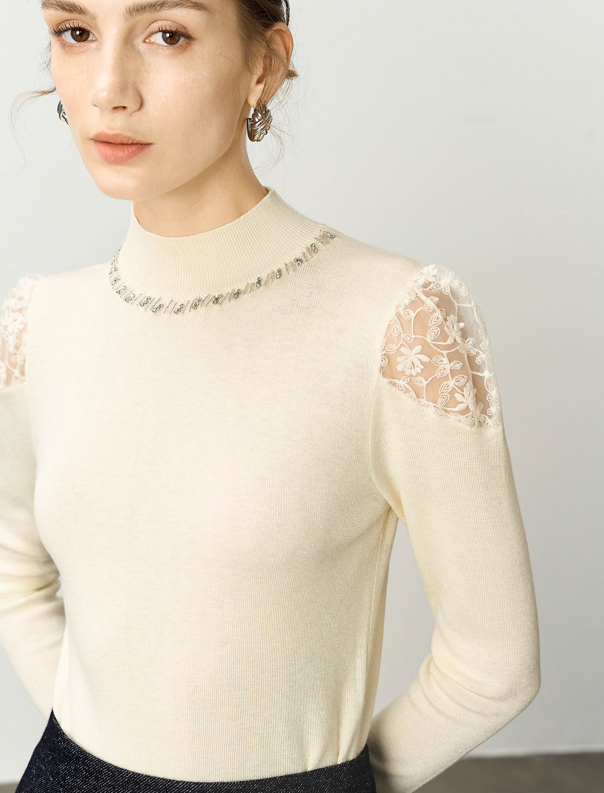 High Neck Slim Fit Base Knit Top