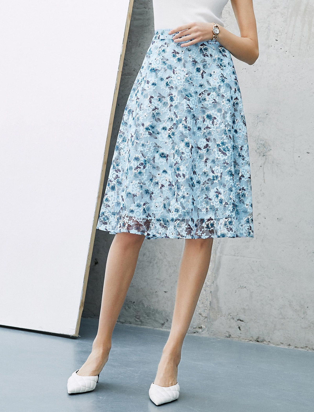 Floral Lace A-Line Skirt