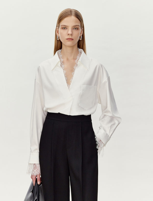 Lace Detail V-Neck Blouse