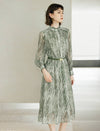 Floral Print Button-Front Belted Fitted Dress