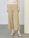 Tencel Khaki High Waisted Wide Leg Cropped Pants