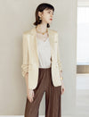 Champagne Textured Ruched Sleeve Blazer