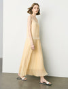 Chic Lace Embellished Pleated Slip Maxi Dress