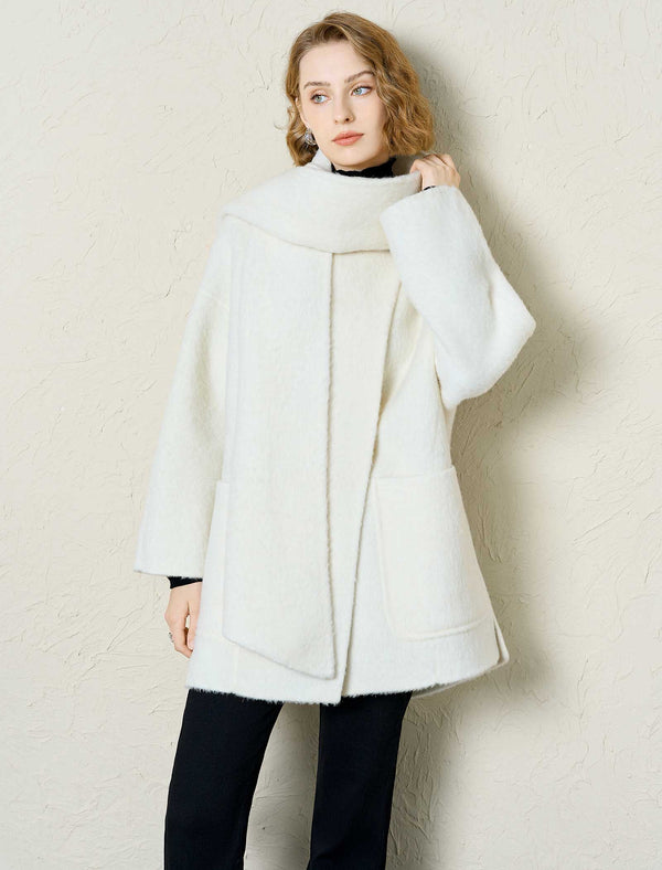 Wool-Suri Alpaca Blend Coat with Matching Scarf