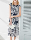 Geometric Print Sleeveless Midi Dress