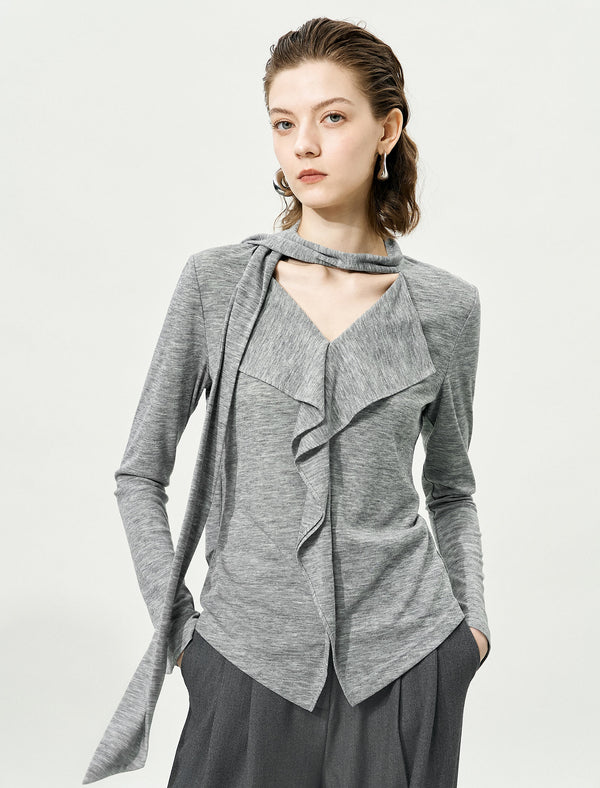 Halter Ruffled Slim Fit Knit Top